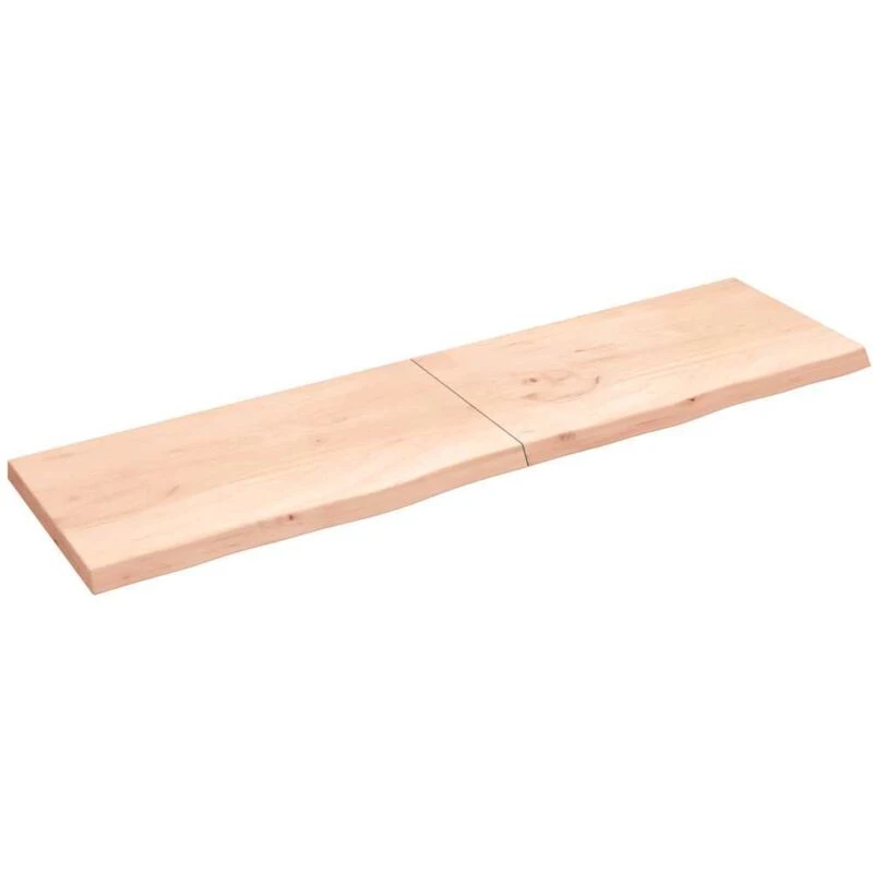 Image of Vidaxl Wall Shelf 220X60X6cm Untreated Solid Wood Oak, Brown 363619