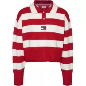 Image of Tommy Jeans Tjw Stripe Badge Polo Sweater - Pink