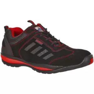 Image of Portwest Mens Steelite Lusum S1P HRO Suede Safety Shoes (5 UK) (Black/Red)