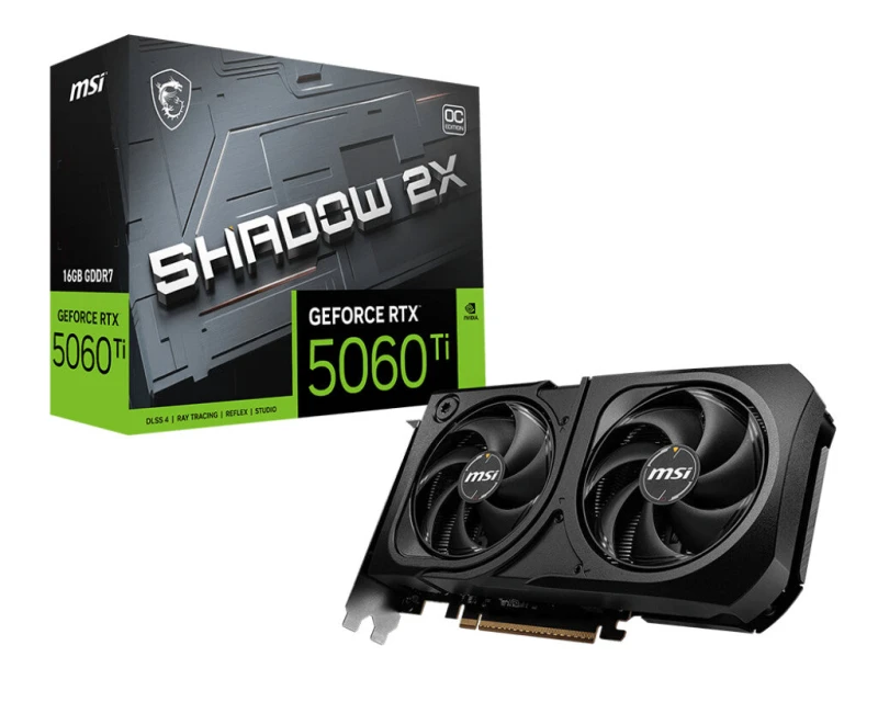 Image of MSI GEFORCE 5060 TI 16GB SHADOW 2X OC PLUS BULK NVIDIA GeForce RTX 5060 Ti GDDR7 4711377354509