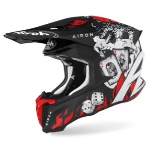 Image of Airoh Twist 2.0 Hell Motocross Helmet, black-white-red Size M black-white-red, Size M