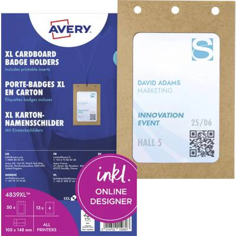 Image of Avery-Zweckform Avery-Zweckform 4839XL Name badge insert (W x H) 148mm x 105mm 50 pc(s) 4839XL