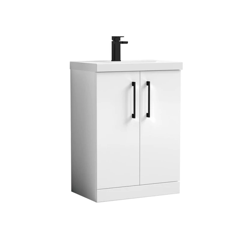 Image of Balterley Bathroom Floor 2 Soft Close Door Vanity Unit Basin, White, 610mm in White White Unisex