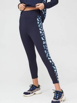 Image of Oasis Animal Panel Capri Leggings - Blue , Multi Blue, Size XS, Women