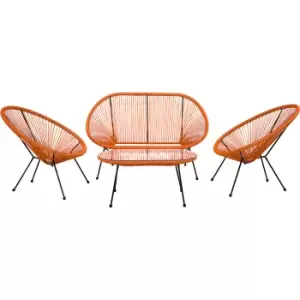 Image of Brasilia Premium String Steel Frame 4 Piece Garden Set Orange
