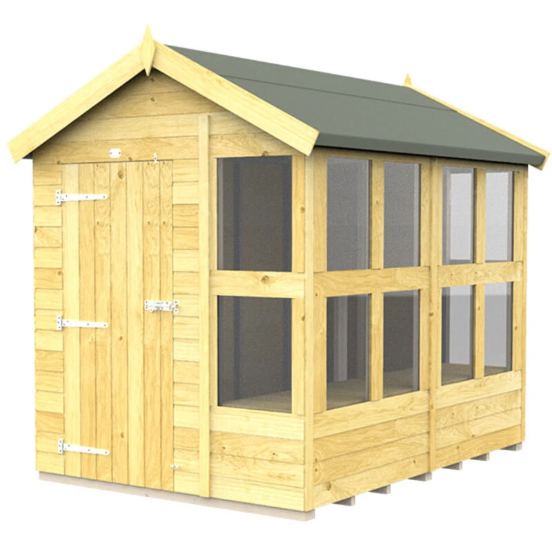 Image of Flat Pack Sheds DIY Sheds 6 x 8 Apex Potting Shed, Brown 6X8APSFF