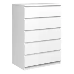 Image of Naia Chest Of 5 Drawers In White High Gloss