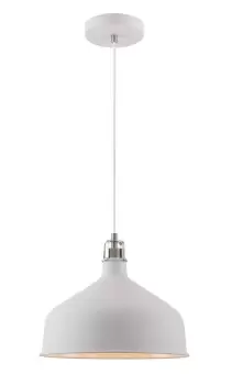 Image of Medium Ceiling Dome Pendant, 1 x E27, Sand White, Satin Nickel, White