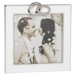 Image of White Enamel Wedding Ring Frame 4x4