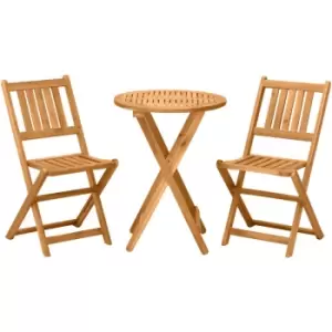 Image of Outsunny Folding Patio Bistro Set of 3 Dining Table Set with 2 Foldable Chairs - Teak