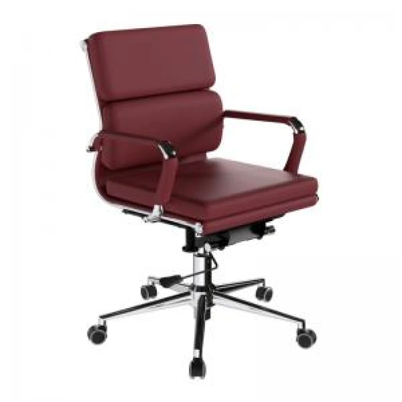 Image of Avanti Nautilus Designs Avanti Medium Back Bonded Leather Executive Office Chair With Individual Back Cushions and Fixed Arms Red - BCL/5003/OX BCL/50
