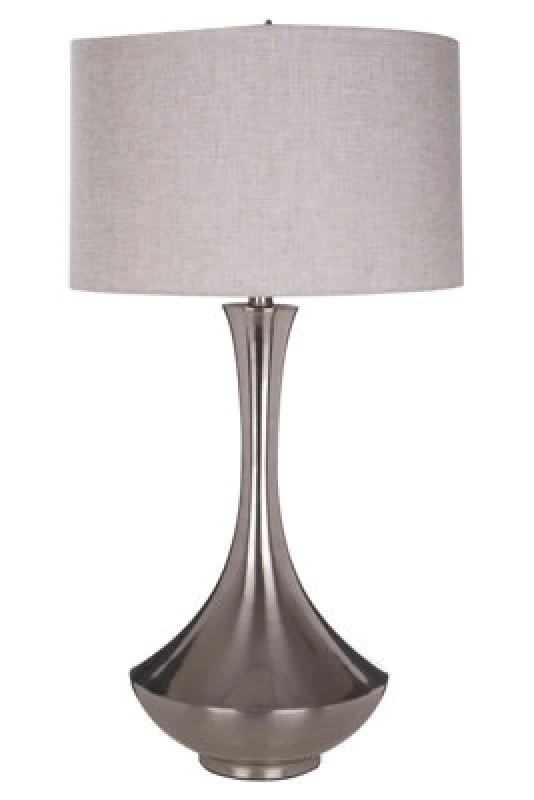 Image of Orsina Chrome Table Lamp With Fabric Shade, Metal Lighting Feature For Side Table Or Console, Home Lighting