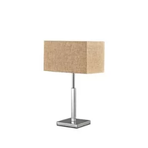 Image of Kronplatz 1 Light Table Lamp Chrome with Beige Canvas Shade, G9