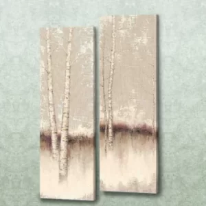 Image of CHNE070 Cream Grey White Lilac Purple Decorative PU Leather Painting (2 Pieces)