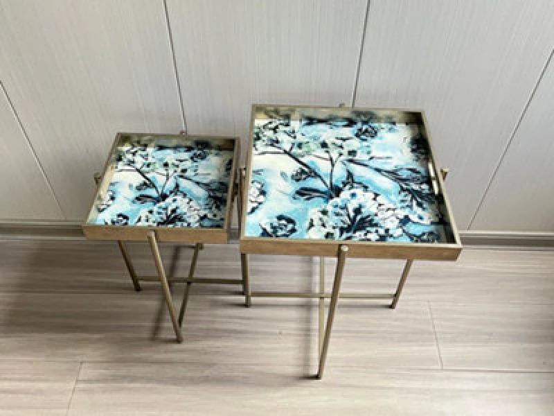 Image of Acacia Home Acacia Home Set of 2 Square Table Gold