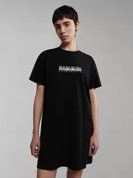 Image of Napapijri S-Box Longline Short Sleeve T-Shirt - Black, Size XS, Women
