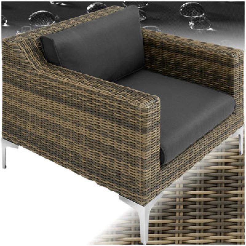 Image of Tectake Rattan Garden Furniture Villa Nova - Armchair, Thick Seat Cushion, 85 X 89 X 72cm - Mottled Anthracite