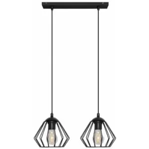 Image of Helam Lighting - Helam Agat Straight Bar Pendant Ceiling Light Black 40cm