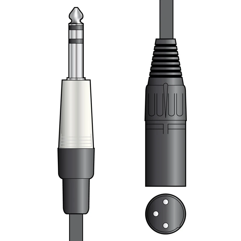 Image of Citronic 3m Chord Classic 6.35mm 1/4" Jack Plug to 3 Pin XLR Male Stereo TRS Balanced AVS-071267