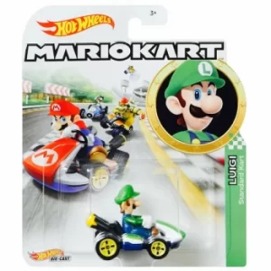 Image of Hot Wheels Mario Kart Luigi Standard Kart Diecast Model
