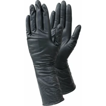Image of Tegera Disposable Gloves, Black, Nitrile, Powder Free, Smooth, Size 8, - Ejendals