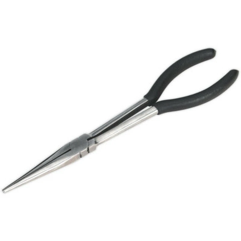 Image of Loops 275mm Straight Needle Nose Pliers - Drop Forged Steel - Foam Grip Handles Metallics