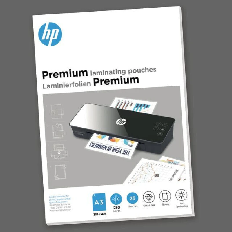 Image of HP Premium Laminating Pouches A3 250 micron (Pack 25) 9128