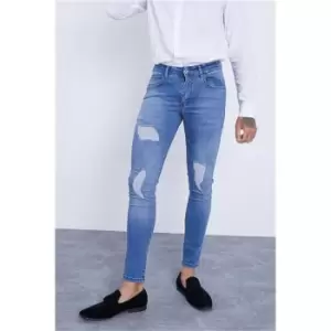 Image of I Saw It First Light Wash Genesis Distressed Denim Jeans - Blue