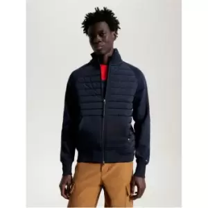 Image of TOMMY HILFIGER Mix Media Zip Thru Stand Collar - Blue