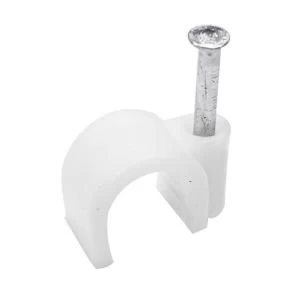 Image of BQ White 7mm Round Cable Clips Pack of 100
