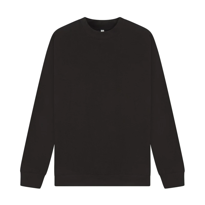 Image of Casual Classics Mens Premium Combed Cotton Extended Neckline Oversized Sweatshirt in Black Size: XS Black Male XS