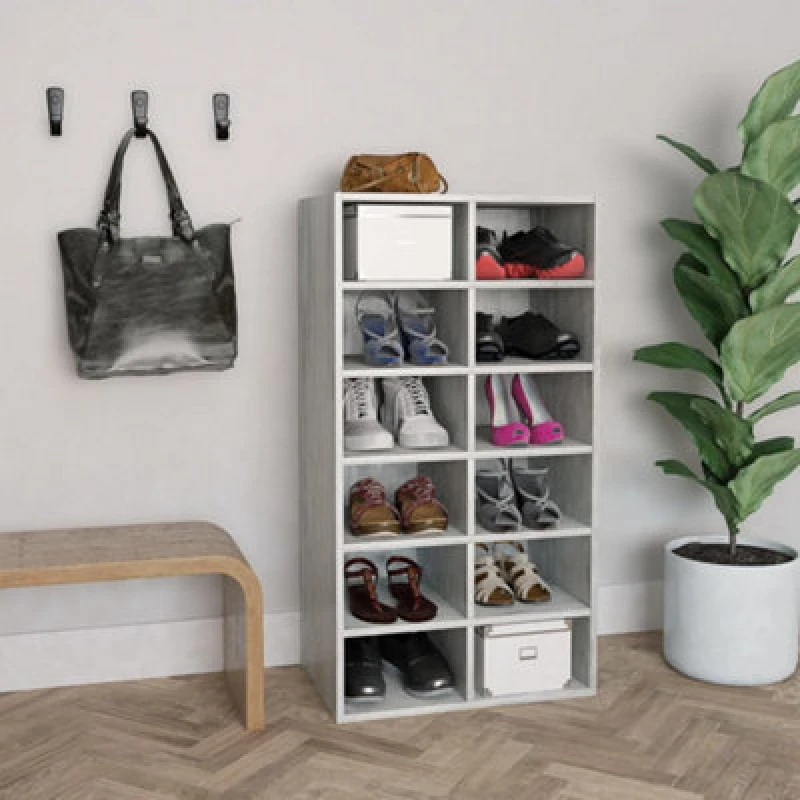 Image of Vidaxl Shoe Rack Concrete Grey 54X34X100.5cm Engineered Wood