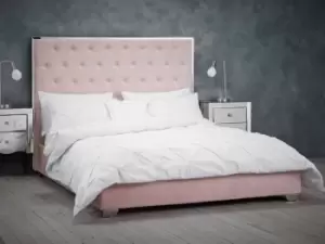 Image of LPD Meribel 5ft King Size Pink Velvet Upholstered Fabric Bed Frame