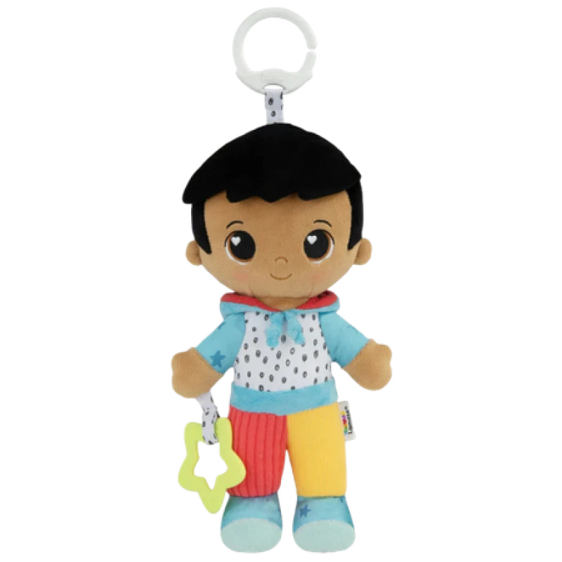 Image of Lamaze My Friend Lucas Clip and Go Baby Pram Toy with Multiple Textures Chime Crinkle Feet Teether Sensory Toys for Babies from 0+ Months