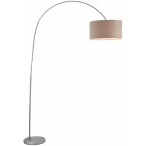 Image of Loops - Floor Lamp Light Matt Nickel & Grey Fabric 40W E27 Standing Base & Shade