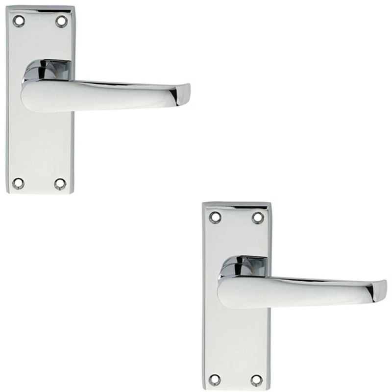 Image of Loops 2x PAIR Straight Handle on Short Latch Backplate 118 x 42mm Polished Chrome Multi