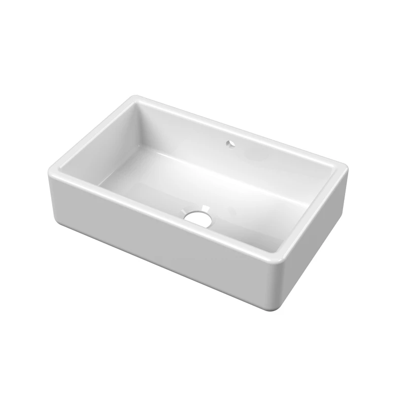 Image of Balterley Fireclay Single Bowl Kitchen Sink 36mm Thick Sides Overflow 795mm White