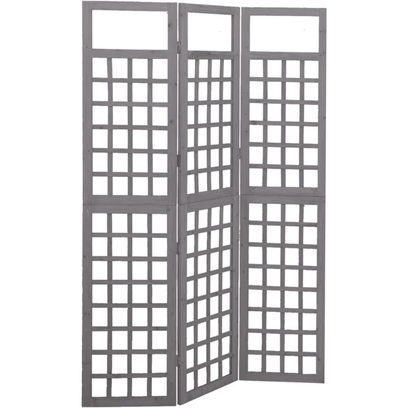 Image of VIDAXL 3-Panel Room Divider/Trellis Solid Fir Wood Grey 121x180cm Vidaxl 8720286452691