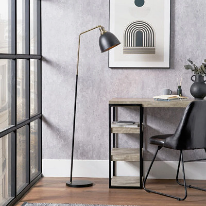 Image of Pacific Lifestyle Black And Gold Task Floor Lamp