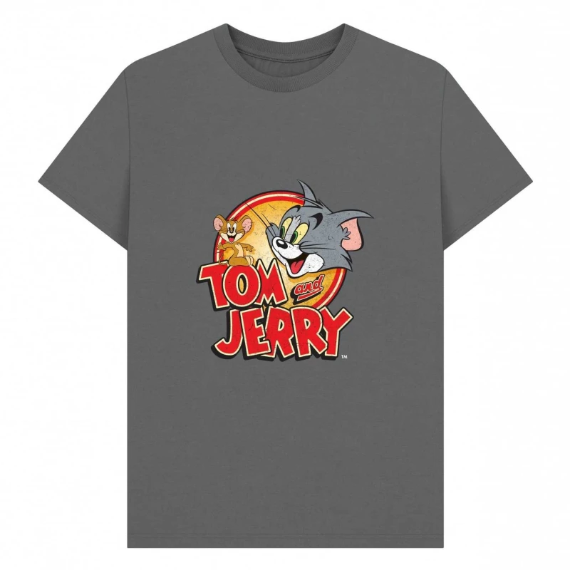 Image of Tom & Jerry Mens Vintage T-Shirt in Grey Size: Small Grey Male S