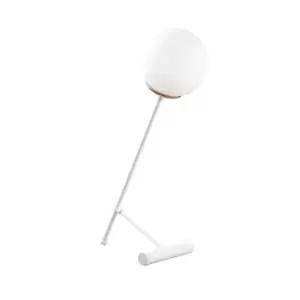 Image of Model 17 Deco White Globe Table Lamp Opal Glass Shade