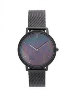 Image of Rebecca Minkoff Rebecca Minkoff Black Sunray Dial Black Stainless Steel Mesh Strap Ladies Watch