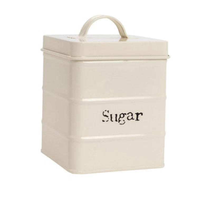 Image of Harbour Housewares Kitchen Sugar Canister - Cream - Vintage Metal Storage Caddy Tin Jar