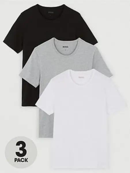 Image of BOSS Bodywear 3 Pack Classic Crew T-Shirt - Black/White/Grey, Size S, Men Black/White/Grey UVM3A Male S