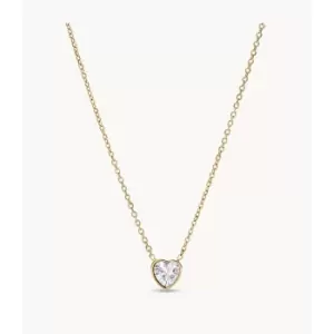 Image of Fossil Womens Sutton Valentine Heart Gold-Tone Stainless Steel Station Necklace - Gold