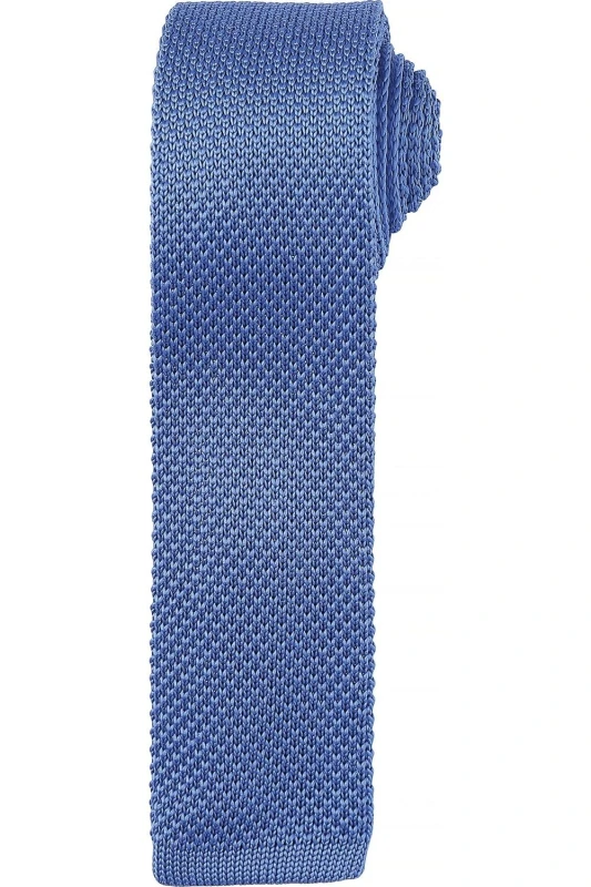 Image of Premier Premier Men Slim Textured Knit Effect Tie in Mid Blue Mid Blue One Size Male 5057080771011