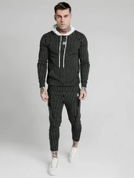 Image of SikSilk Muscle Fit Overhead Hoodie - Black/White, Size L, Men