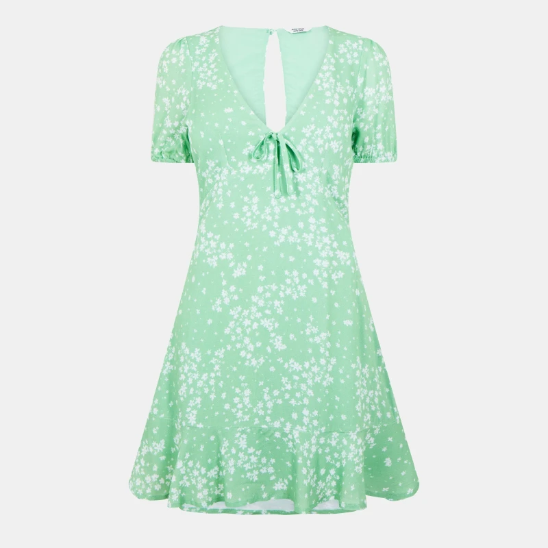 Image of Jack Wills Womens JW Cut Out Mini Dress Green Ditsy female 6 (2XS)
