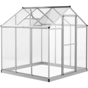 Image of Outsunny - 6x6ft Aluminium Greenhouse with/ Door Window Galvanized Base PC Panel
