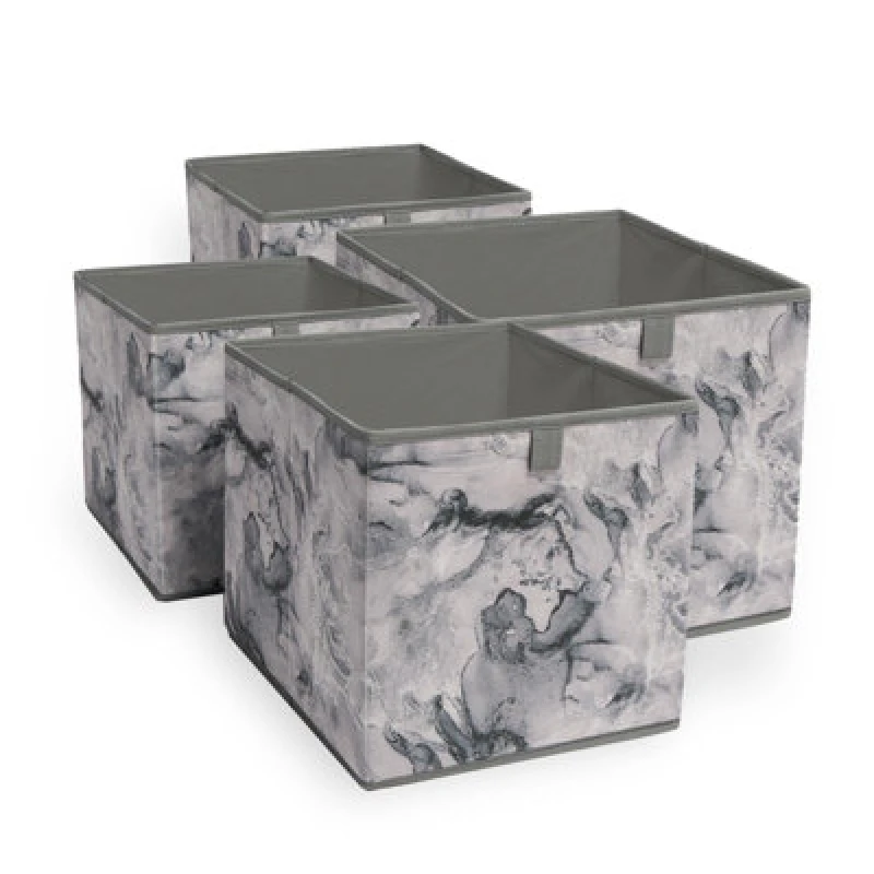 Image of OHS OHS Marble Storage Cubes 2 Pack Folding Boxes Shoe Toy Set Space Saving in Charcoal Charcoal One Size Unisex 5027434234233